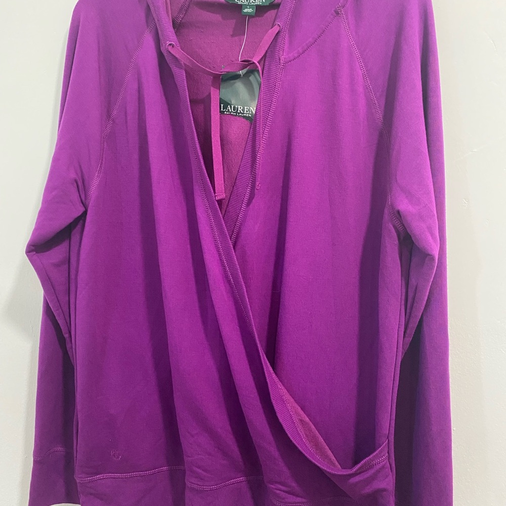 RALPH LAUREN hoodie blouse NWOUT tag size L purple - Picture 14 of 15